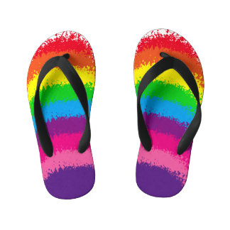 Splattered Rainbow Colours Design Kid's Thongs