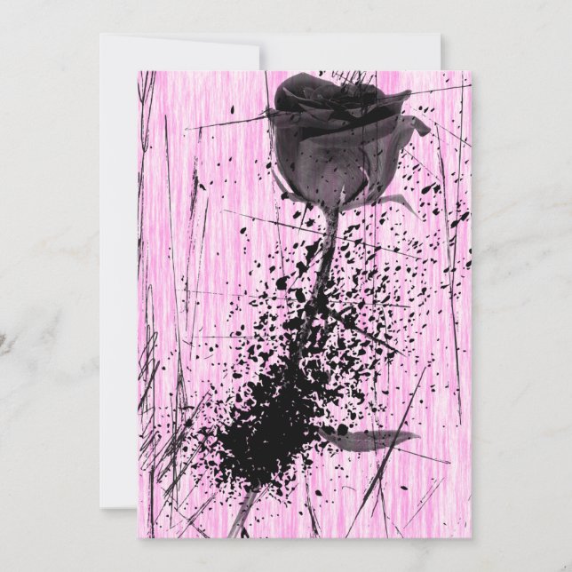 Splattered Rose Punk Lolita Sweet 16 Invitation (Front)