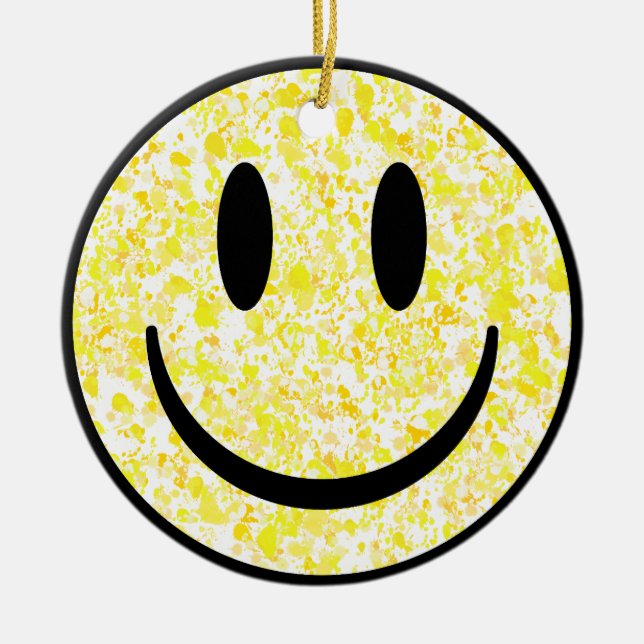 Splattered Smile Face Ceramic Ornament (Front)
