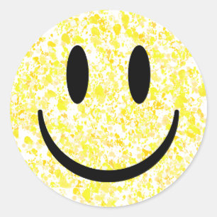 Splattered Smile Face Classic Round Sticker