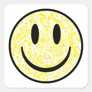 Splattered Smile Face Square Sticker