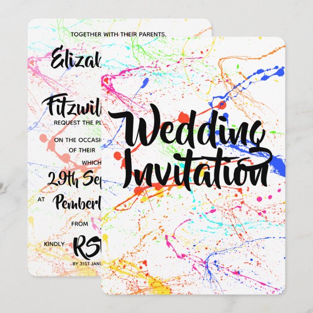 Splattered Wedding Invitation (Front/Back)