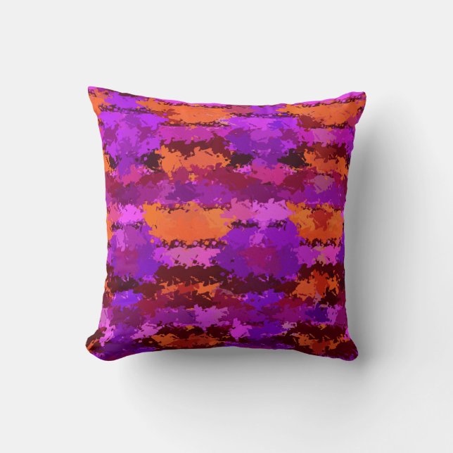 Splatters of Purple and Orange American MoJo Pillo Cushion (Front)