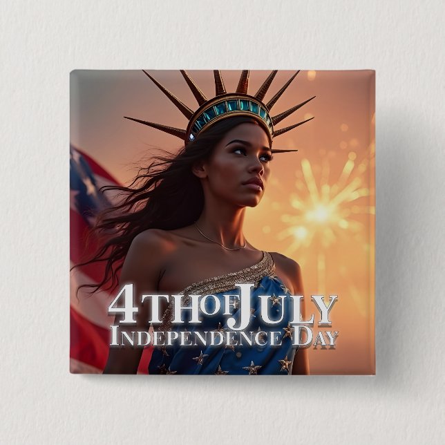 Splendid 4th of July Design - Fireworks & Freedom 15 Cm Square Badge (Front)