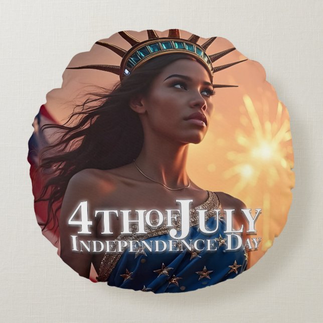 Splendid 4th of July Design - Fireworks & Freedom Round Cushion (Front)
