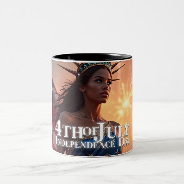 Splendid 4th of July Design - Fireworks & Freedom Two-Tone Coffee Mug (Center)