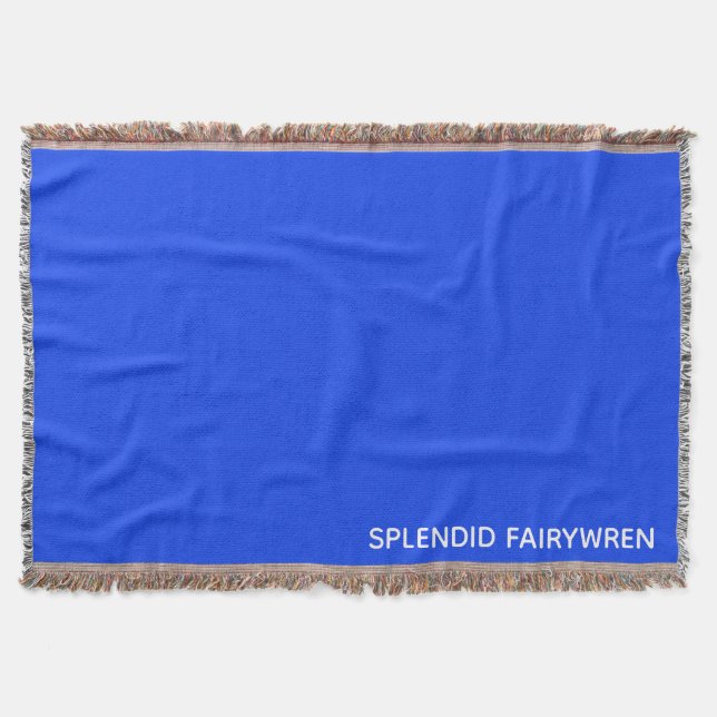 Splendid Fairywren Blue Color Name Throw Blanket (Front)