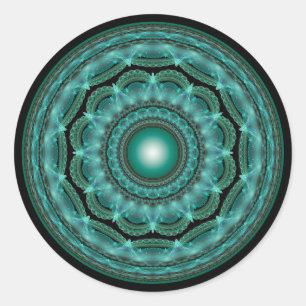 Splendid fractal glossy mandala classic round sticker