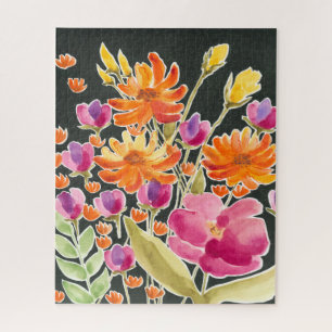 Splendid Gathering - Pink and Orange Flowers Jigsaw Puzzle