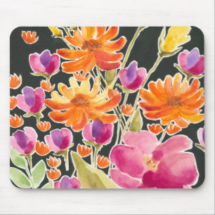 Splendid Gathering - Pink and Orange Flowers Mouse Pad
