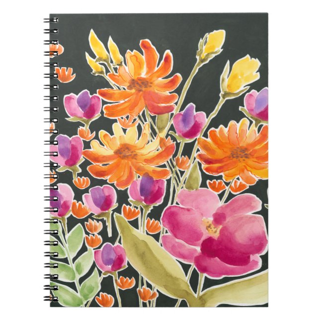 Splendid Gathering - Pink and Orange Flowers Notebook (Front)