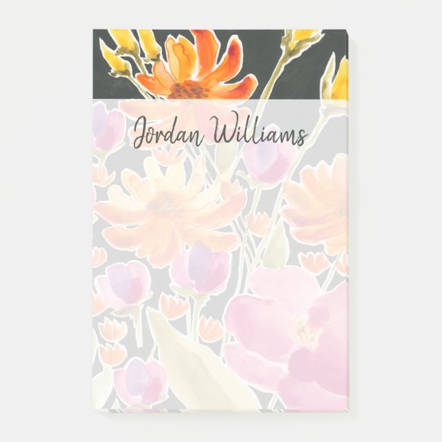 Splendid Gathering - Pink and Orange Flowers Post-it Notes (Front)