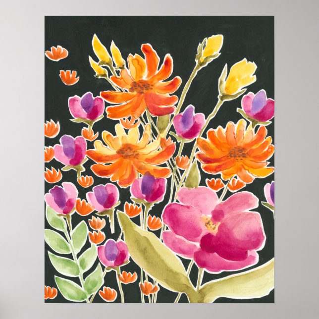 Splendid Gathering - Pink and Orange Flowers Poster (Front)