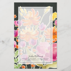 Splendid Gathering - Pink and Orange Flowers Stationery