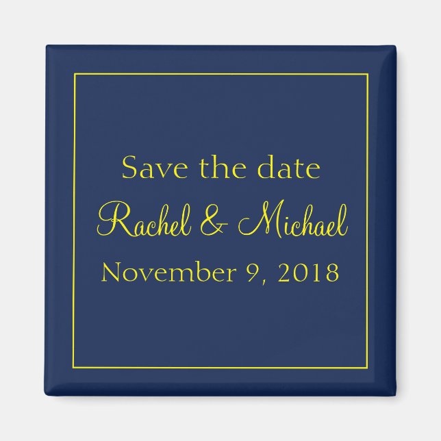 Splendid Save the Date Blue and Yellow Magnet (Front)
