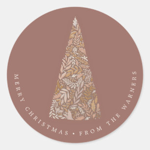Splendid Spruce Tree Beige Christmas/holiday Classic Round Sticker