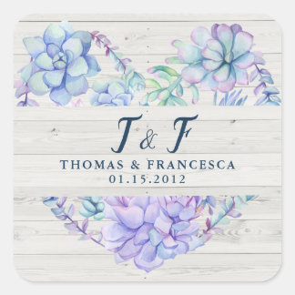 Splendid Succulents Watercolor Wedding Stickers
