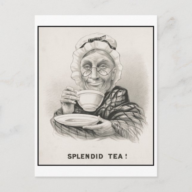 Splendid Tea Funny Vintage Postcard (Front)