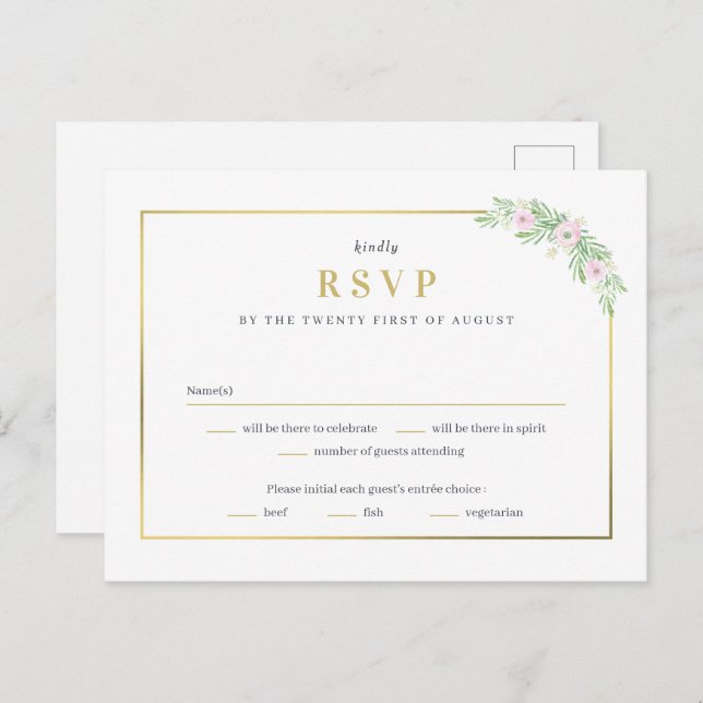 Splendid Union Wedding RSVP Reply Response Card (Front/Back)