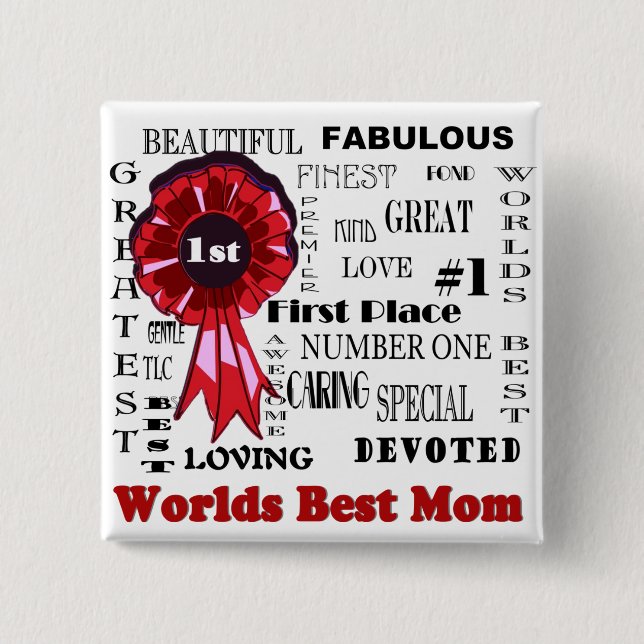 Splendid Word Collage Worlds Best Mum Design 15 Cm Square Badge (Front)
