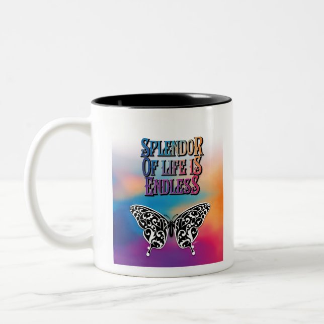 Splendour of Life with Butterfly Two-Tone Coffee Mug (Left)