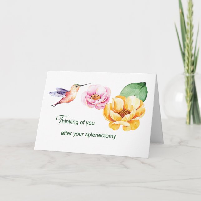 Splenectomy Thinking of You Flowers  Card (Front)