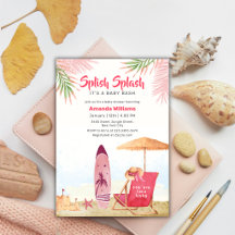 Splish Splash Aloha Surfboard Beach Baby Shower