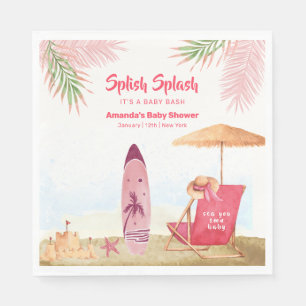 Splish Splash Aloha Surfboard Beach Baby Shower Napkin