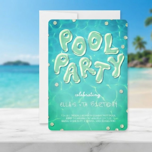 Splish Splash Birthday Bash Pool Party Invitation (Creator Uploaded)