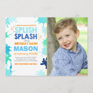 Splish Splash birthday invitation Boy
