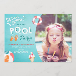 Splish Splash birthday invitation Pool party