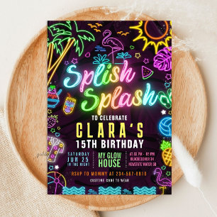 Splish Splash Birthday - Pool Party Editable Invitation