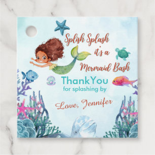 Splish Splash Brown Mermaid Bash Thank You Favour Tags