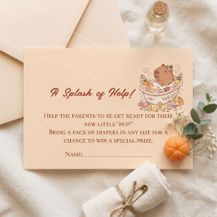 Splish Splash Capybara Baby Girl Shower Enclosure Card