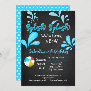 Splish Splash  Come To Our Bash Pool Party Invitation