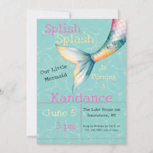 Splish Splash   Enchanting Mermaid Birthday Party Invitation