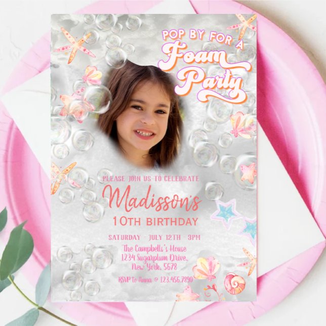 Splish Splash FOAM Party Birthday Invitation (Creator Uploaded)