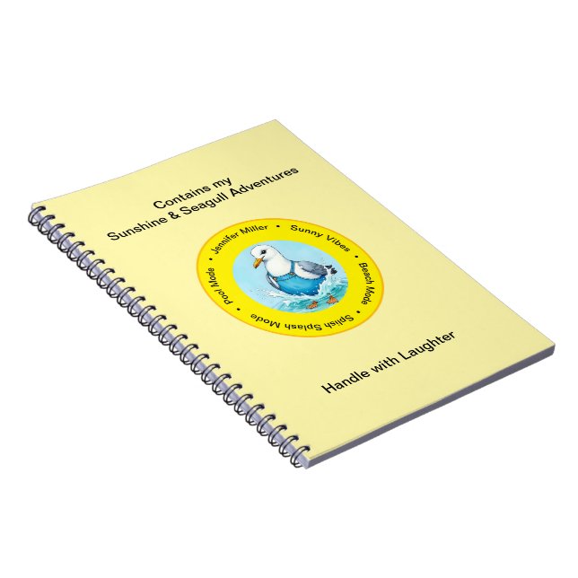 Splish Splash funny summer Seagull vacation memory Notebook (Right Side)