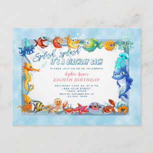 Splish Splash Girl Unique Eighth Pool Birthday Postcard