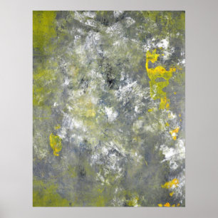 'Splish, Splash' Grey and Yellow Abstract Art Poster