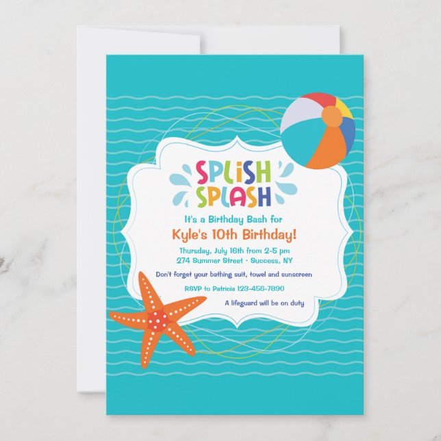 Splish Splash Invitation (Front)