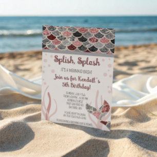 Splish, Splash, it's a Mermaid Bash Birthday Party Invitation