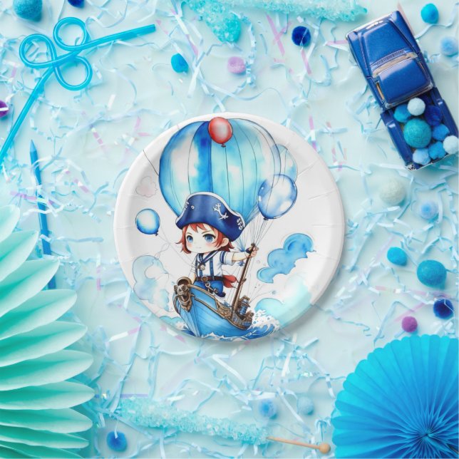 Splish Splash Joy: Nautical Theme Boy Baby Shower Paper Plate (Party)