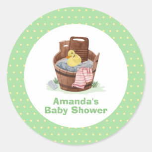 Splish Splash Laundry Tub Rubber Duck Baby Shower Classic Round Sticker