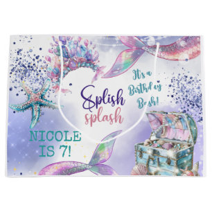 Splish splash magic mermaid birthday bash large gift bag