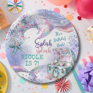 Splish splash magic mermaid birthday bash paper plate