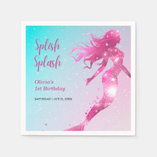 Splish Splash Mermaid Baby Girl 1st Birthday  Napkin