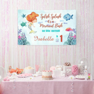 Splish Splash Mermaid Bash Girls 1st birthday  Banner