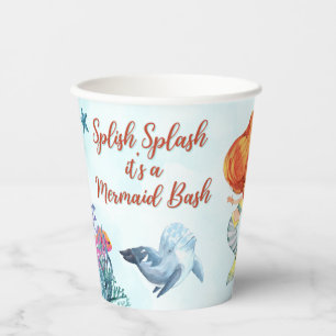 Splish Splash Mermaid Bash Girls Birthday Party Paper Cups