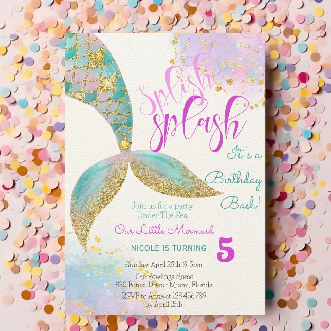 Splish splash mermaid birthday bash invitation (Creator Uploaded)